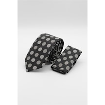 İmza Siyah - Gri Desenli 6 Cm Kravat 1090260119