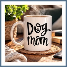 Buradabulabilirsin Dog Mom Yazılı Porselen Kupa Model 180 Köpek Severlere Özel Tasarım Kahve Kupası Sevimli Pati Desenli Hediye Kupa Bbz Diğer
