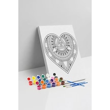 Kalp Desenli Mandala Tuval Boyama Seti 40x50 Cm