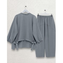 Lovie Moda Kadın Şalvar Takım Gri