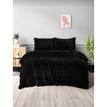 Merinos Diamond Kürk Bubble Desen Comforter Set, Çift Kişilik Yorgan Seti 220x240 Siyah
