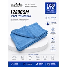 Edde Pro Araba Araç Oto Mikrofiber Kurulama Bezi Havlusu Çift Katlı Ulra Kalın Ithal Mavi 50 80 Cm