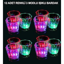 Mey İthalat Led Işıklı Eğlence Bardakları - 3 Modlu Renk Değiştiren Bardak 12 Adet