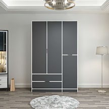Elina 3 Kapaklı Dolap - Beyaz/antrasit Çok Renkli