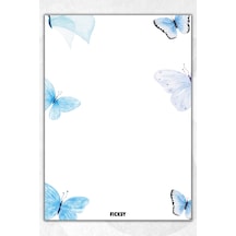 A5 Kelebek Bloknot Çizgisiz Defter - 50 Yaprak - Memopad - Notepad - Not Defteri - Not Kağıdı Mavi Mavi