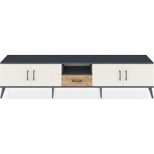 Arges Tv Ünitesi 3 Raflı Tek Çekmeceli 4 Kapaklı 220x30x51 Antrasit-aytaşı/çam Aytası/atlas Çam - Antrasıt
