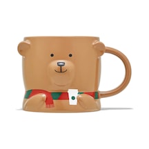 Barista Ayıcık Tasarımlı Kahverengi Kupa Mug 355 Ml Kahverengi