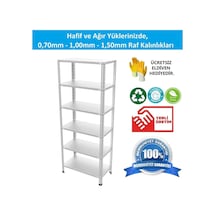 Rafburada 6 Katlı Galvaniz Çelik Raf. Depo, Kiler, Dosya Rafı 43 x 60 x 200 CM Kalınlık 0.70 MM