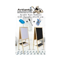Ayaklı Yazı Tahtası Çift Taraflı 40x50cm 1 Adet Çocuk Yazı Tahtası Alıştırma Tahtası