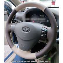 Hyundai Accent Era Araca Özel Direksiyon Kılıfı Krem Kahverengi