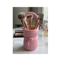 Boho Düğüm Nervürlü Makyaj Fırçası Organizeri Dekoratif Makyaj Düzenleyici Pembe