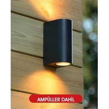 5 Adet Amber Işık Siyah Kasa Çift Yönlü Dekoratif Iç Ve Dış Mekan Duvar Apliği Siyah