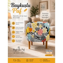Diday Baykuş Puf Trend Puf Koltuk Puff Bench Dekoratif Bohem Doğal Gürgen Ayaklı Çok Amaçlı Bahçe Ev Balkon Çok Renkli