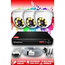 Bayicam 3 Kameralı Dome 3 İç Kamera Set HDD'siz Full HD Renkli Gece Görüşlü Güvenlik Kamerası Sistemi