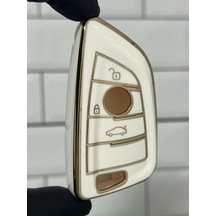 Gma Keys Lüx Bmw 1 3 5 7 Seri X1 X3 X5 F10 F20 F30 M3 M4 G20 G30 Smart Nano Anahtar Kılıfı Beyaz Gold