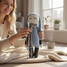 Uyuyan Oyuncak Tavşan El İşi %100 Pamuk Amigurumi Oyuncak Mavi