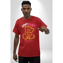Artık Katlan Pamuklu Bisiklet Yaka Unisex Oversize Boyfriend Dijital Baskılı Kırmızı T-shirt Kırmızı
