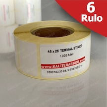 45X25 Termal Etiket 6 Rulo Barkod Etiket Kalite Barkod