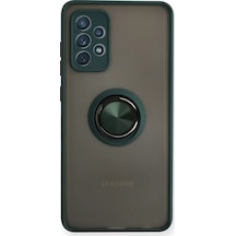 Newface Samsung Galaxy A72 Kılıf Montreal Yüzüklü Silikon Kapak - Yeşil