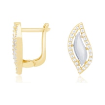 Diamond Line - Gülaylar - Sarı Beyaz Altın 14 Ayar Koleksiyon Küp N11.9254