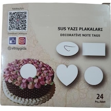 Gofret Pasta Üstü Yazı Plakası Dikdörtgen Pk:24 Lü Beyaz
