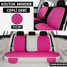 Mazda 121 1987 1996 Uyumlu 7 Parça Kapitone Araba Koltuk Minderi Deri Pembe - Kaymaz