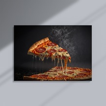 Sıcak Ve Lezzetli: Taptaze Pizza Dilimi Kanvas Tablo - 40 X 60