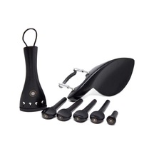 Carlovy Mve-s-14 Keman Aksesuar Seti - Abanoz Eğitim - 1/4 Boy Komple Set: 4 Burgu, 1 Kuyruk, 1 Çenelik Ve 1 Endpin Yüksek Kaliteli Siyah Abanoz Uyum: 1/4 Küçük Boy Kemanlar