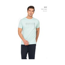 Pierre Cardin 6125 Erkek Kısa Kollu Bisiklet Yaka Pijama Takımı-turkuaz