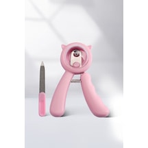 Çelik Pembe Emniyetli Hazneli Kedi Tırnak Makası Ve Törpü Set Cin823pm