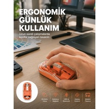 Şeffaf Kablosuz Mouse Bluetooth Bağlantılı Sessiz Tıklama Yeni Nesil Uczzzm223mouseturuncu-7