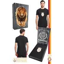 Galatasaray Lisanslı Arma T-shirt Gs Aslan Baskılı Ahşap Kutulu 100 Siyah