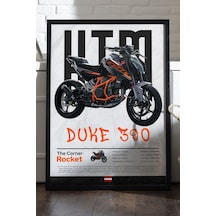 Ktm Duke 390 Siyah Ahşap Çerçeveli Poster, Dekoratif Motosiklet Duvar Tablosu