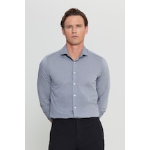 AC&Co / Altınyıldız Classics Erkek Sıyah Flamlı Slim Fit Dar Kesim Düğmeli Yaka Gömlek Siyah