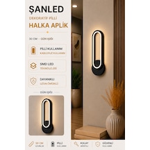 Dekoratif 20w Halka Modeli İç Mekan Siyah Kasa Gün Işığı 30 Cm Duvar Aplik Pilli