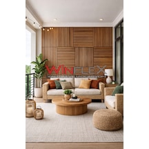 Winflex Mini Eko Akustik Ahşap Panel Teak Renk - 60x60cm 60x60cm
