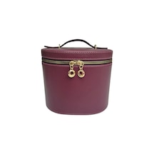 Makyaj Düzenleyici Aynalı Makyaj Çantası Bordo Bölmeli Taşınabilir Kozmetik Organizer 19x15x16 Cm