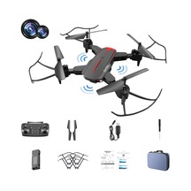 Ky605 Pro Katlama Rc Uçağı 4k Engel Kaçınma Çift Kamera Drone Taşınabilir Mini Hava Fotoğraf Uçağı Yükseklik Tutma Modu Tek Pil Versiyonu - Siyah 001