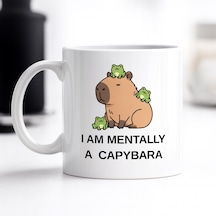 Bezos I Am Mentally A Capybara Yazılı Kapibara Tasarımlı Kupa Model 214 Baskılı Seramik Kahve Kupası Dfnbez Çok Renkli