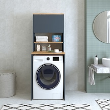 Roomart Cd10 Çamaşır Makinesi Dolabı 3 Raflı 2 Kapaklı Banyo Dola Mat Antrasit