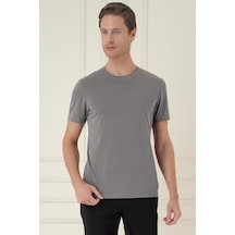 Comfort Fit Bisiklet Yaka Modal Kısa Kol Casual Vizon Tişört Ts 895 Vizon