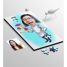 Kişiye Özel Bayan Aşçı Karikatür 104 Parça Ahşap Puzzle - 1
