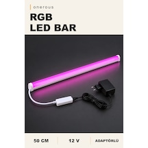 Onerous 50 Cm 12v Rgb Led Bar, Bluetooth, Adaptörlü, Yapışkanlı Çok Renkli