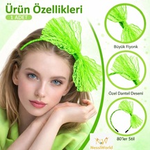 Mey İthalat 80 Ler 90 Lar Neon Yeşil Dantel Taç Fiyonklu