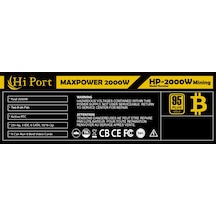 Hiport Maxpower 2000W Bitcoin Mining Powersupply. 1X 20+4Pin. 3X