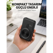 Manyetik Kablosuz Powerbank 22.5w Hızlı Şarj Lcd Göstergeli Yeni Nesil Siyah