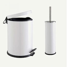 Metal 5 Litre Pedallı Çöp Kovası Ve Wc Fırçası Set
