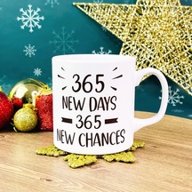 365 Yeni Gün 365 Yeni Şans Yılbaşı Tasarımlı Kupa Beyaz - Çok Renkli
