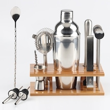 Bambu Montajlı 14'ü 1 Arada Paslanmaz Çelik Kokteyl Çalkalayıcı 750ml