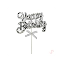 Happy Birthday Pasta Süsü, 23cm X 12,5cm - Gümüş